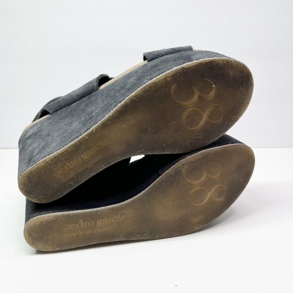 Pedro Garcia Gray Wedge platform Suede sling back sandals Size EU38.5 / 8US - Picture 9 of 11